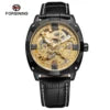 Latest Age Men Leather Strap Forsining Gold Skeleton Luxury Watches