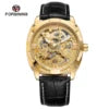 Latest Age Men Leather Strap Forsining Gold Skeleton Luxury Watches