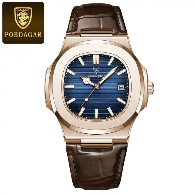 POEDAGAR 613 Watch for Men Factory Manufacturers Wholesale Waterproof Luminous Quartz Luxury Watches Mens Leather Wristwatch