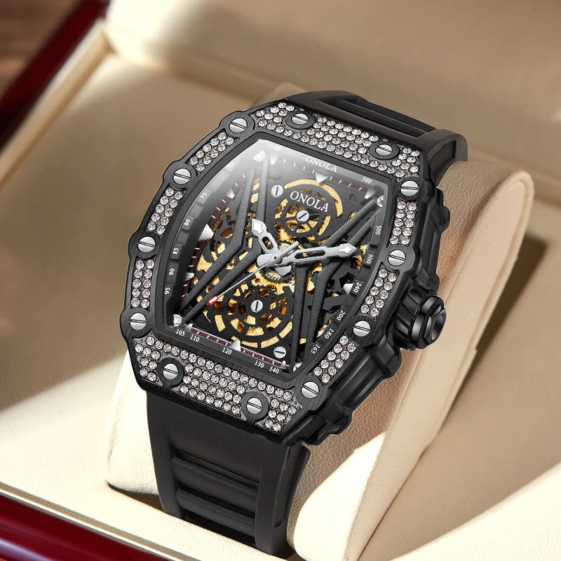 ONOLA Brand 3828D Top Mens Luxury Watches Square Shaped Man Watch Mens Watches Add Logo