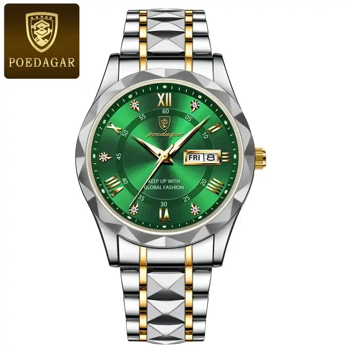 New POEDAGAR Watches 615 High Quality Men's Quartz Watch Fashion Luminous Hands Calendar Week 3ATM Waterproof Men's Watches