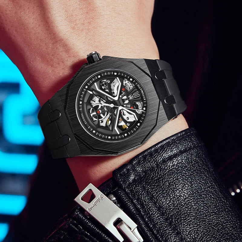 Relojes Hombre Rubber Automatic Watch Bands Self Winding Luxury Watches Men Style Design Dial Mechanical Watches for Men