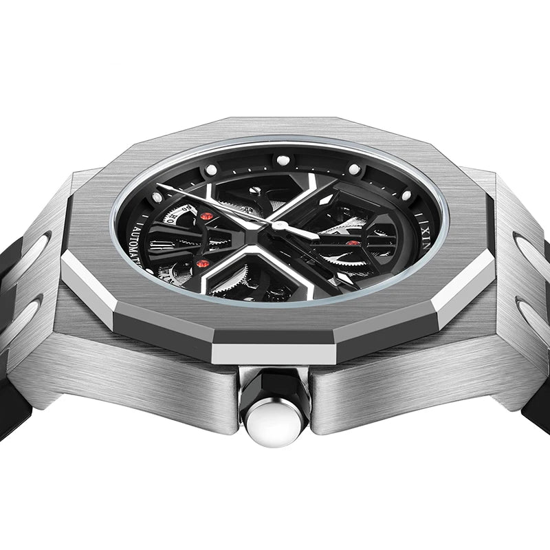 Relojes Hombre Rubber Automatic Watch Bands Self Winding Luxury Watches Men Style Design Dial Mechanical Watches for Men