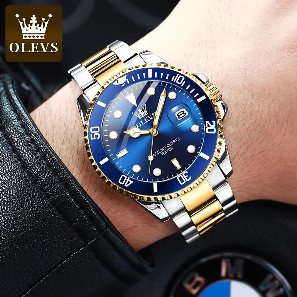 OLEVS 5885 Luxury Watches Wristwatch Men Luminous Watches Quartz Clock Masculino Watch Stainless Steel China 2024 Leather Alloy