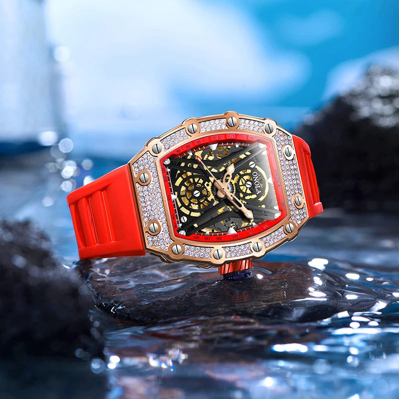 ONOLA Brand 3828D Top Mens Luxury Watches Square Shaped Man Watch Mens Watches Add Logo