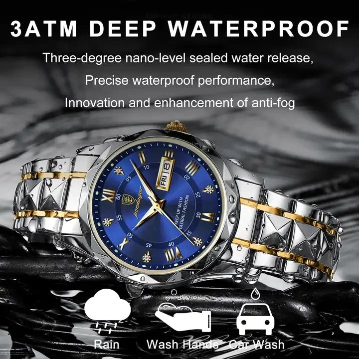 New POEDAGAR Watches 615 High Quality Men's Quartz Watch Fashion Luminous Hands Calendar Week 3ATM Waterproof Men's Watches