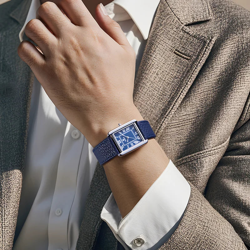 Ogeda 2025 New Square Men\'s Quartz Watch with Mineral Glass Alloy Case, Leather Strap, Sports Waterproof 3Bar Reloj Hombre Wat