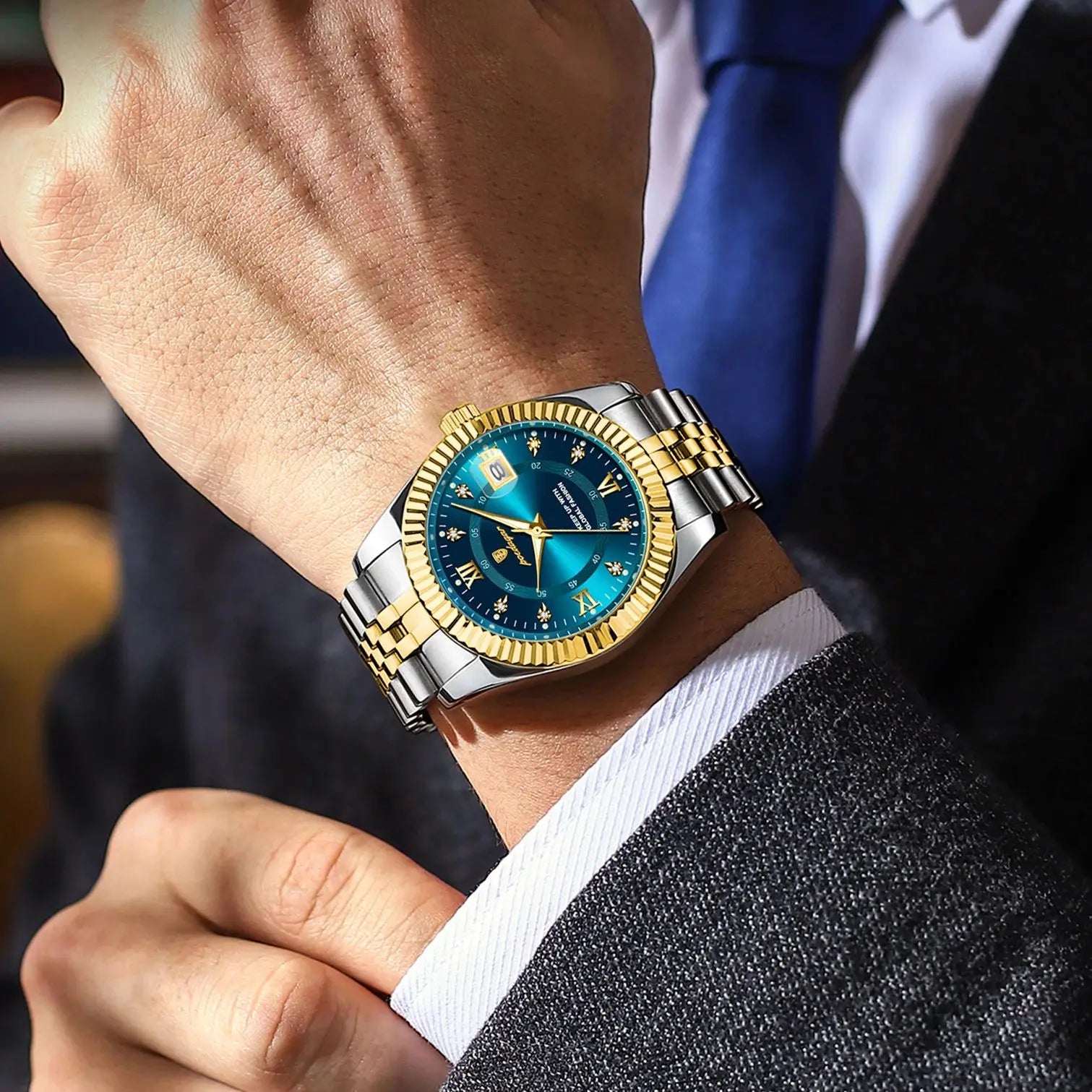 POEDAGAR Trendy Casual Men's Wristwatch Waterproof Luminous Date Man Clock Stainless Steel Quartz Business Watches For Men Reloj