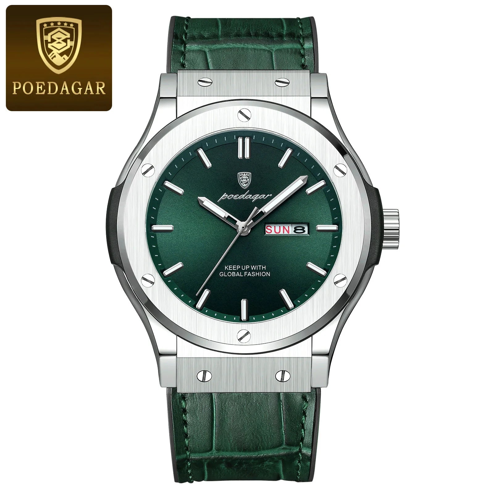 POEDAGAR Luxury Business Watch For Men Waterproof Luminous Date Week Man Wristwatch Silicone Strap Fashion Quartz Men's Watches