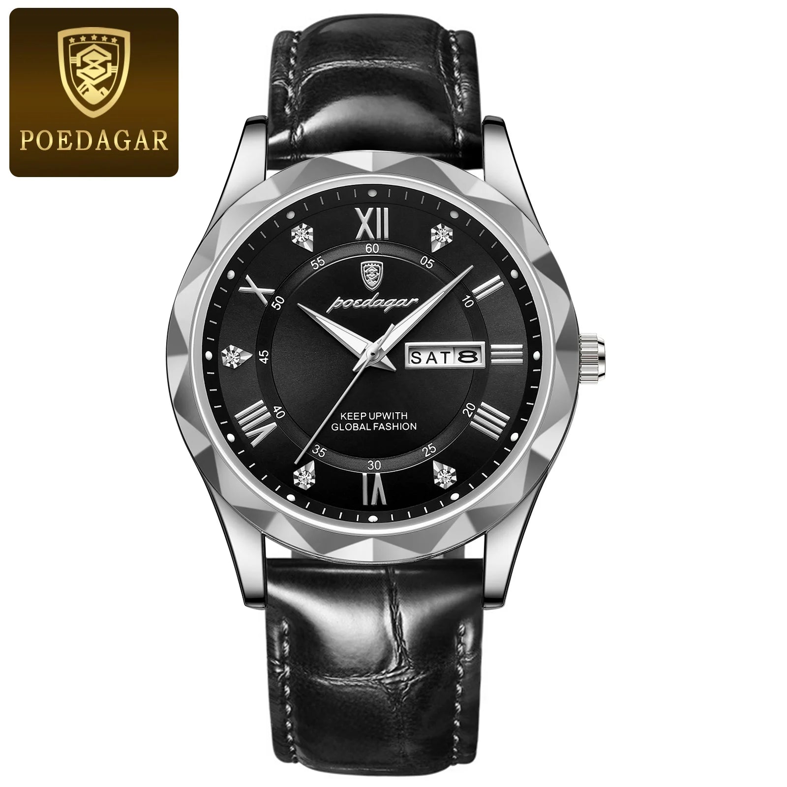 POEDAGAR Original Luxury Male Watch Waterproof Luminous Date Week Sports Men's Watches Classic Business Quartz Leather Men Watch