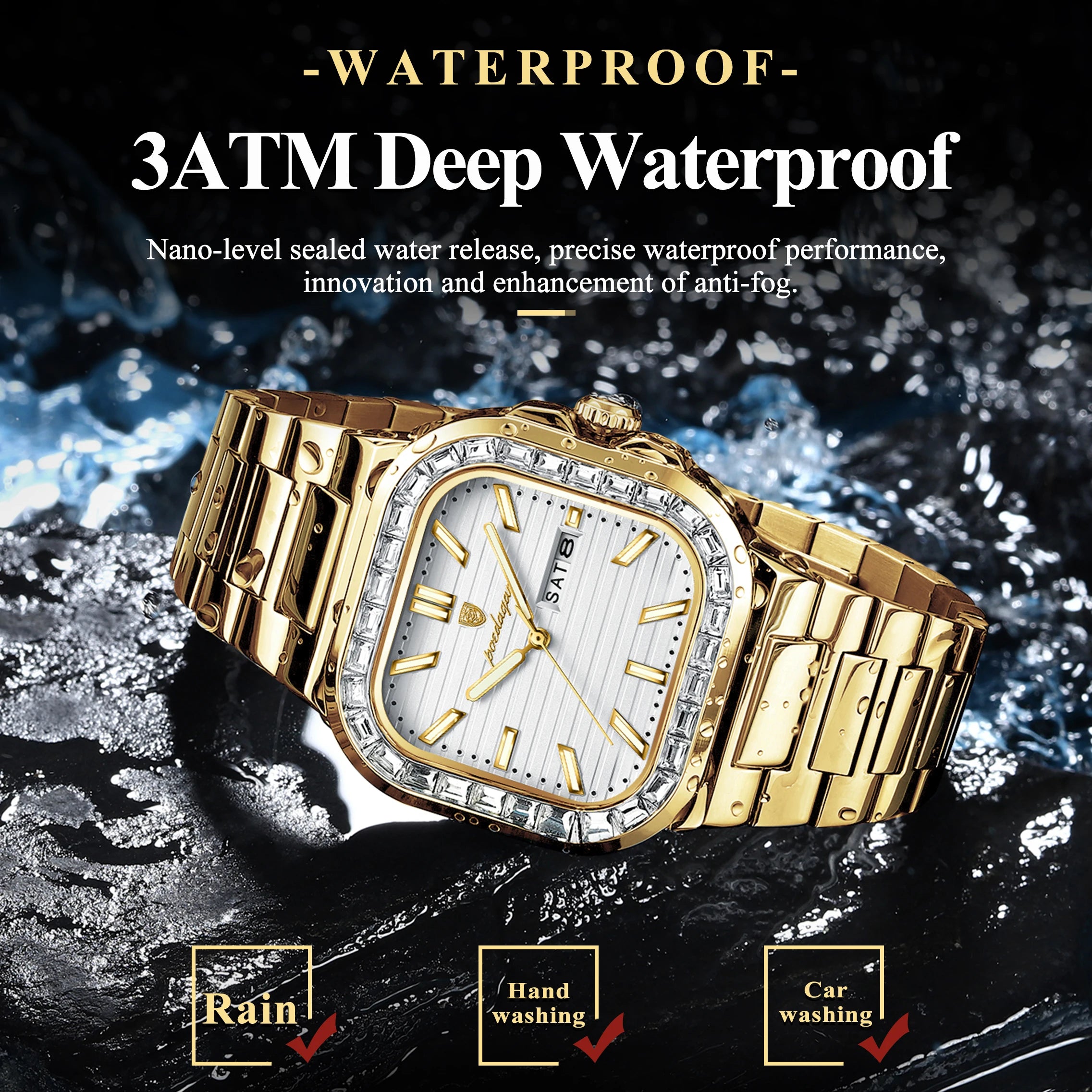 POEDAGAR Luxury Business Men's Wristwatch Waterproof Stainless Steel Luminous Man Watch Date Week Fashion Quartz Watches For Men