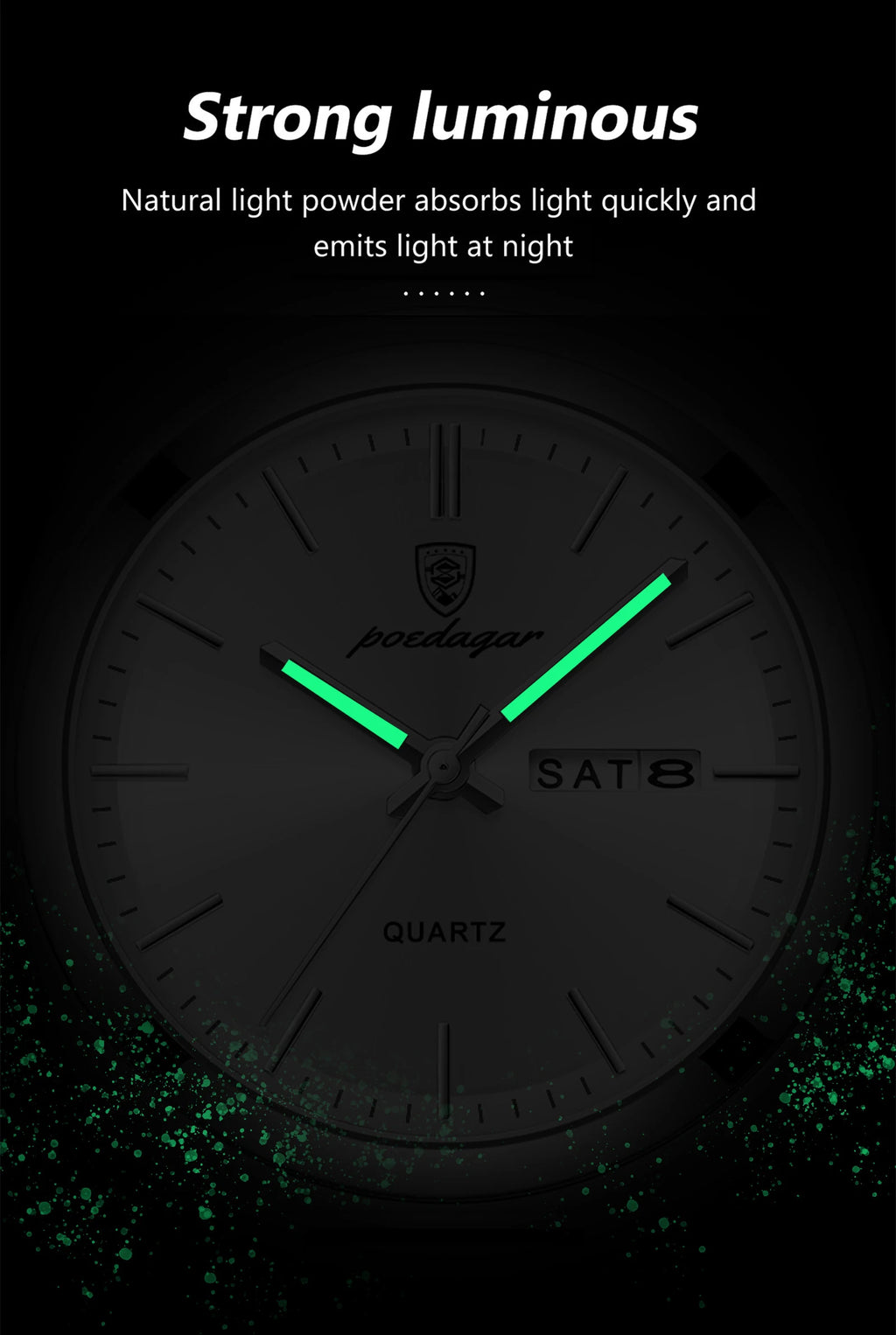 POEDAGAR Luxury Business Men's Wristwatch Stainless Steel Waterproof Luminous Man Watch Date Week Fashion Quartz Watches For Men