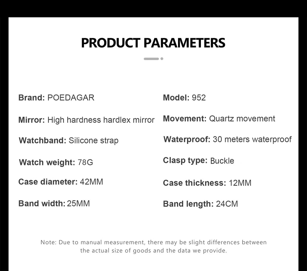 POEDAGAR Luxury Business Watch For Men Waterproof Luminous Date Week Man Wristwatch Silicone Strap Fashion Quartz Men's Watches