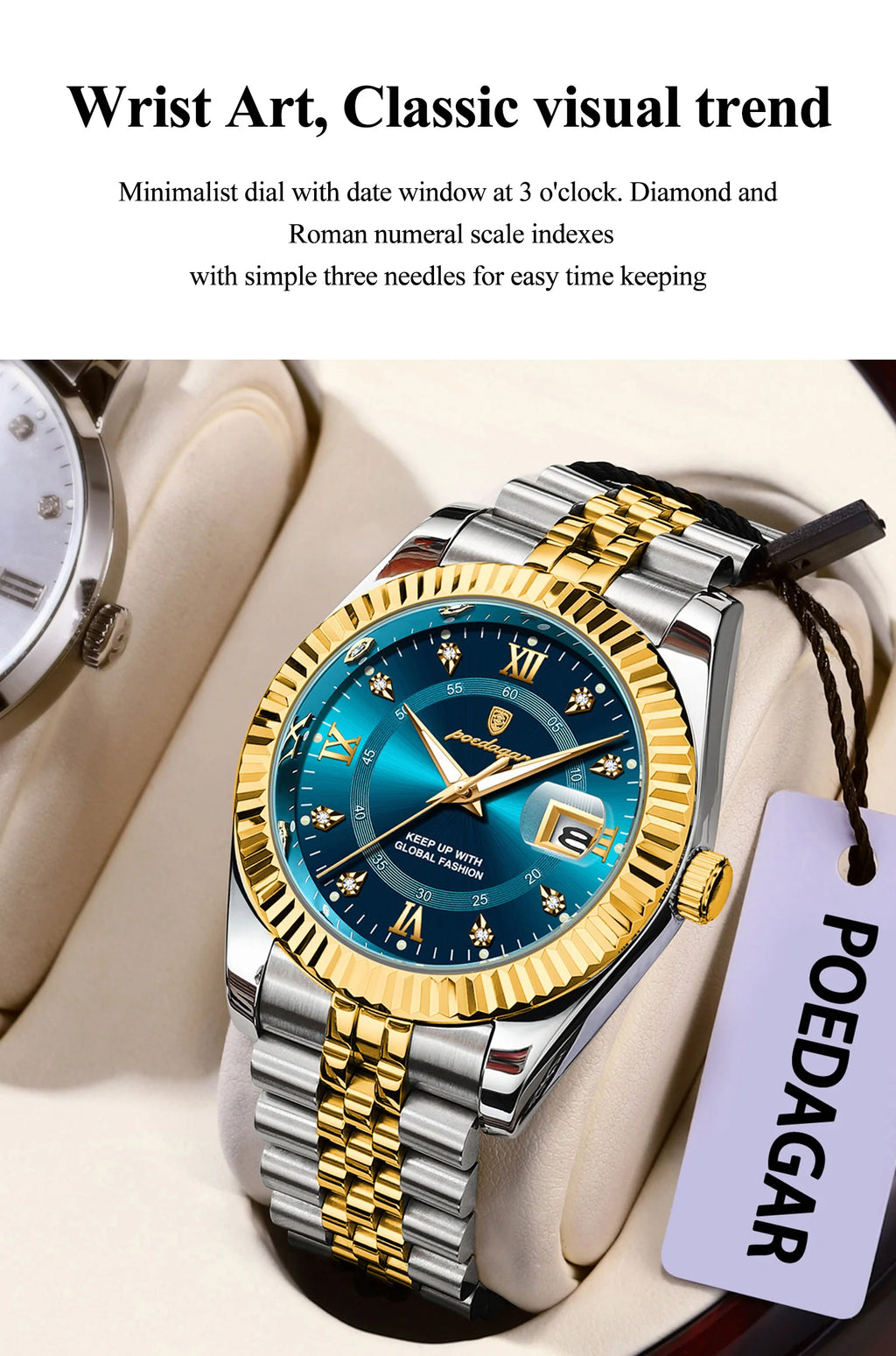 POEDAGAR Trendy Casual Men's Wristwatch Waterproof Luminous Date Man Clock Stainless Steel Quartz Business Watches For Men Reloj