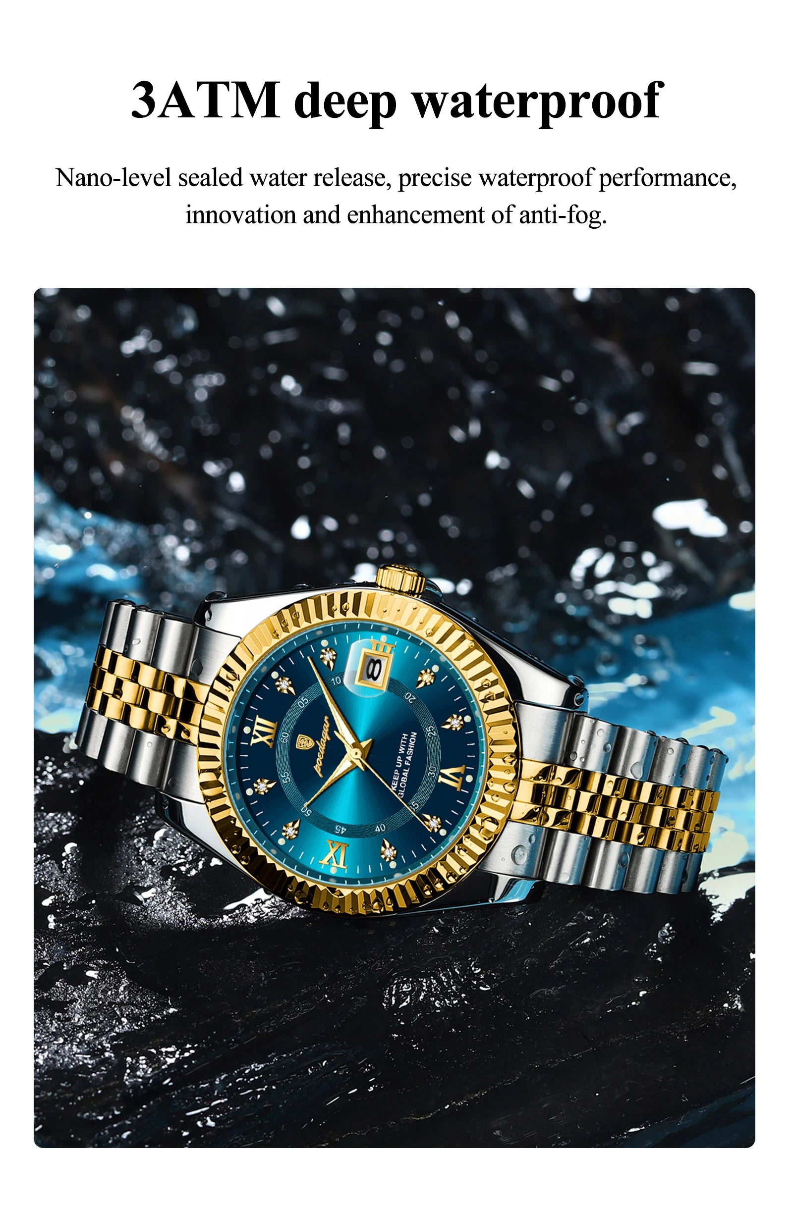 POEDAGAR Trendy Casual Men's Wristwatch Waterproof Luminous Date Man Clock Stainless Steel Quartz Business Watches For Men Reloj