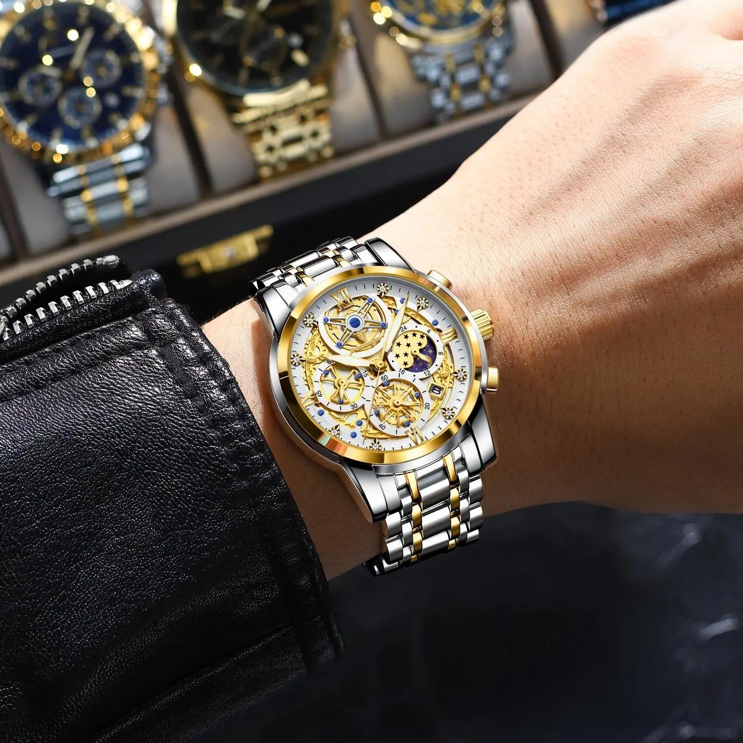 POEDAGAR Original Male Watch Stainless Steel Date Chronograph Quartz Men Watch Waterproof Luminous Fashion Watches For Men Reloj