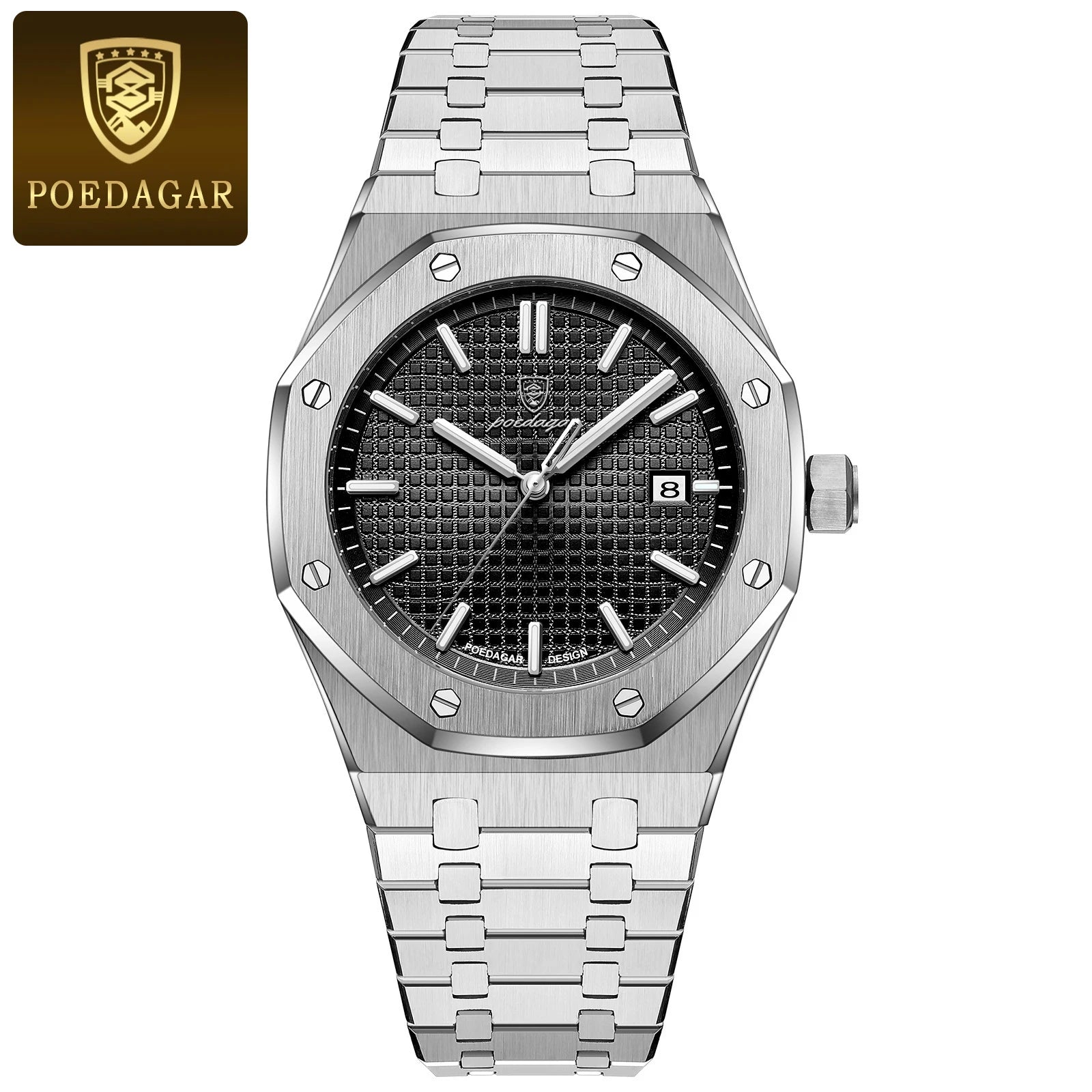 POEDAGAR Original Luxury Man Watch Date Luminous Waterproof Stainless Steel Men Wristwatch Fashion Business Quartz Men's Watches