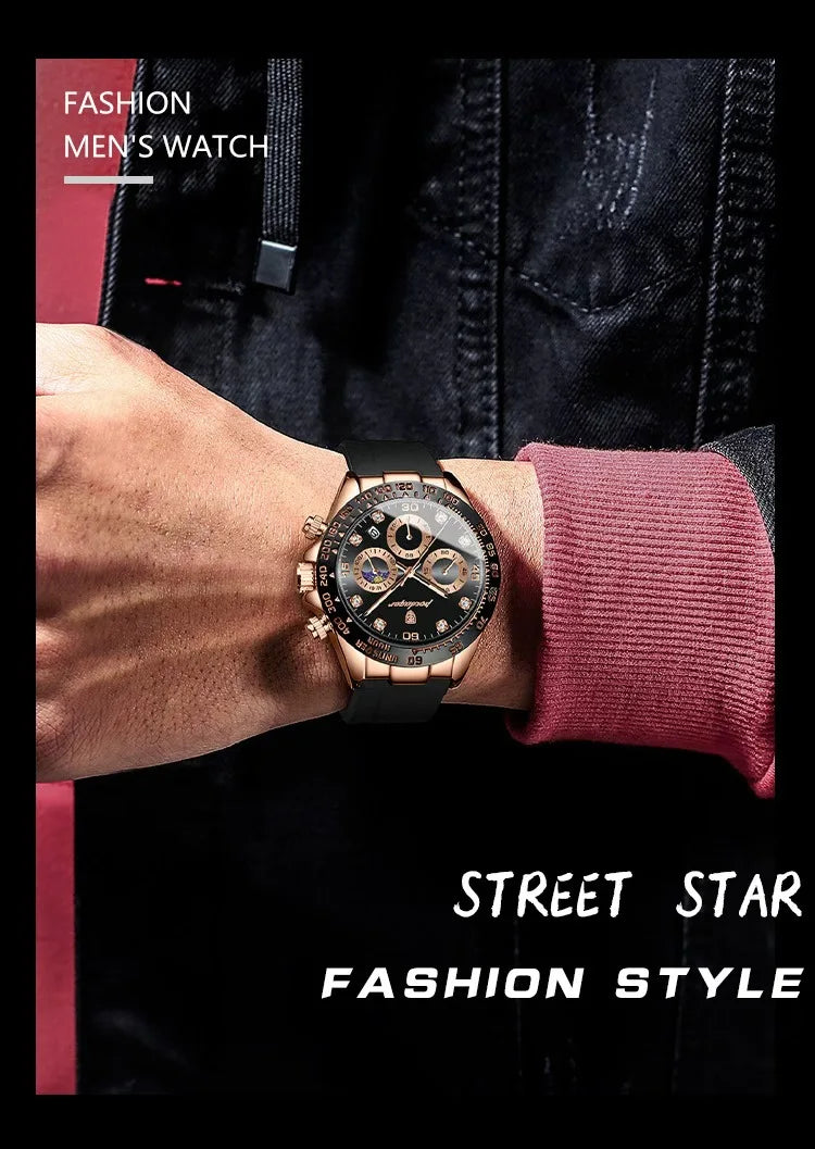 POEDAGAR Fashion Luxury Men Wristwatch Chronograph Date High Quality Quartz Man Watch Waterproof Luminous Military Men's Watches