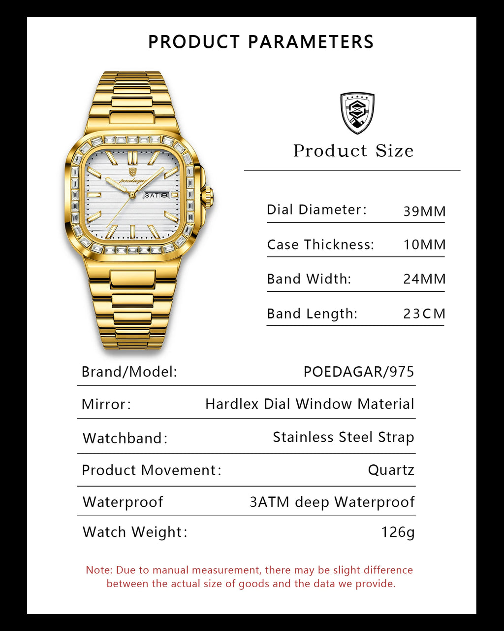 POEDAGAR Luxury Business Men's Wristwatch Waterproof Stainless Steel Luminous Man Watch Date Week Fashion Quartz Watches For Men
