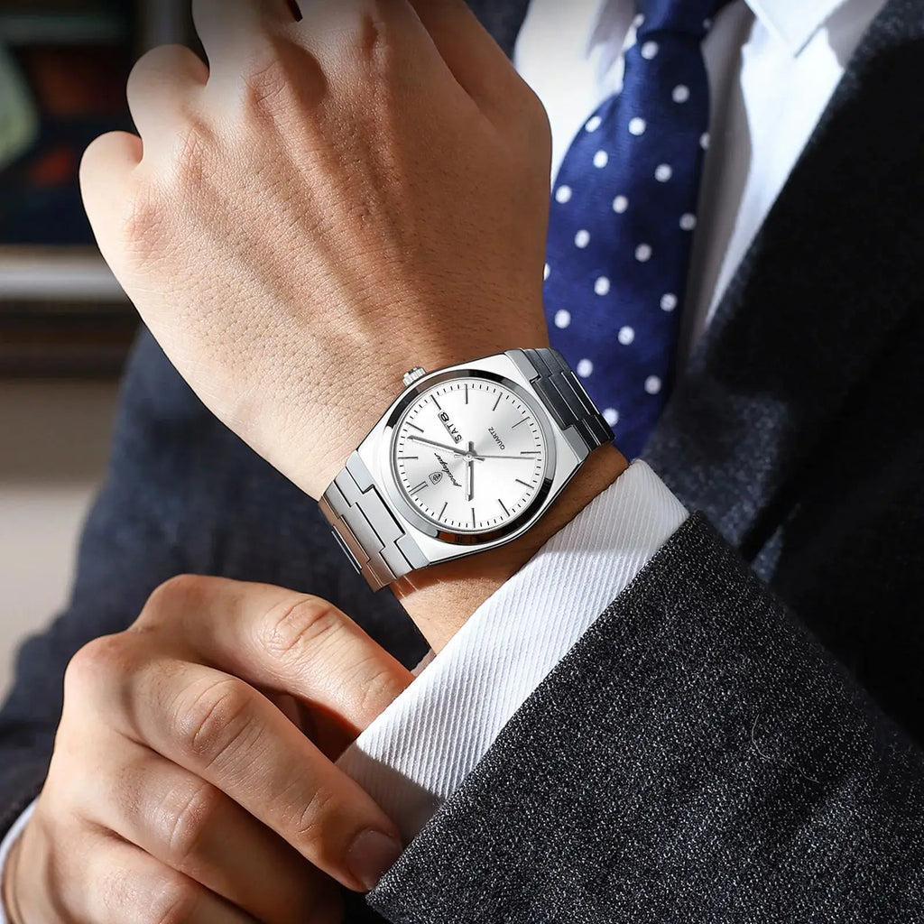 POEDAGAR Luxury Business Men's Wristwatch Stainless Steel Waterproof Luminous Man Watch Date Week Fashion Quartz Watches For Men