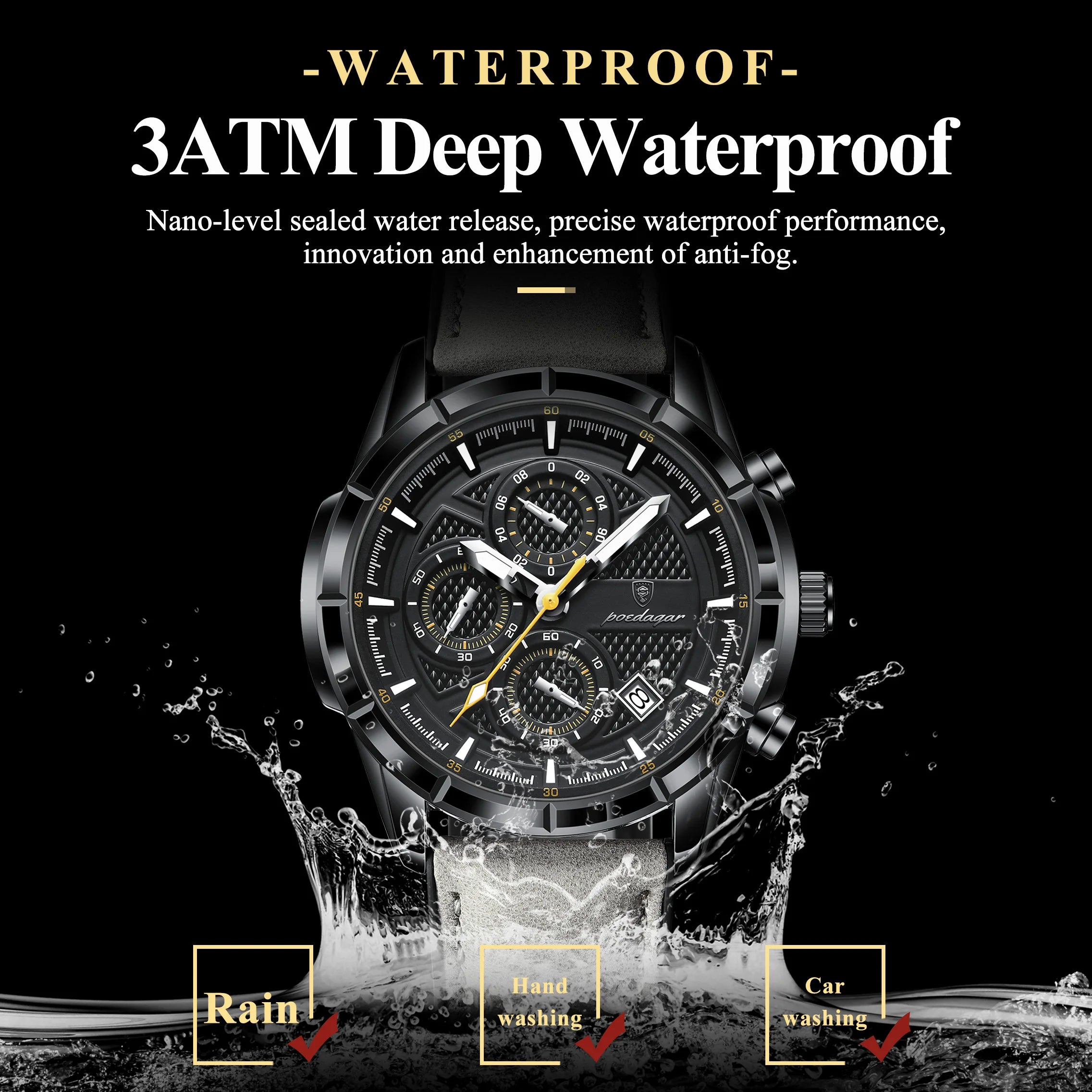 POEDAGAR Vintage Couple Wristwatch Quartz Leather Men's Watches Date Chronograph Waterproof Luminous Man Watch Gift For Husband