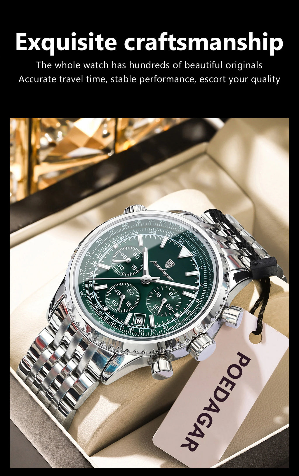 POEDAGAR Luxury Men's Watch Date Chronograph Stainless Steel Quartz Man Watch Waterproof Luminous Business Watches For Men Reloj