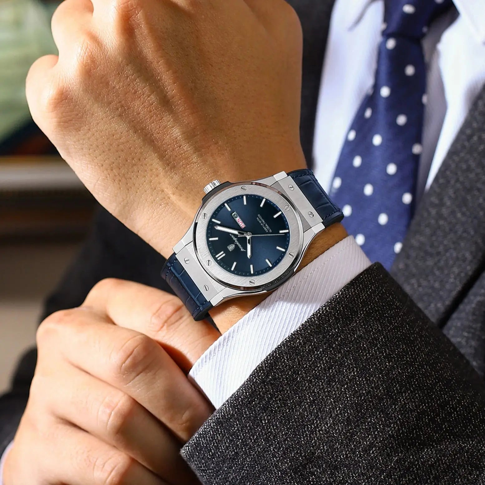 POEDAGAR Luxury Business Watch For Men Waterproof Luminous Date Week Man Wristwatch Silicone Strap Fashion Quartz Men's Watches