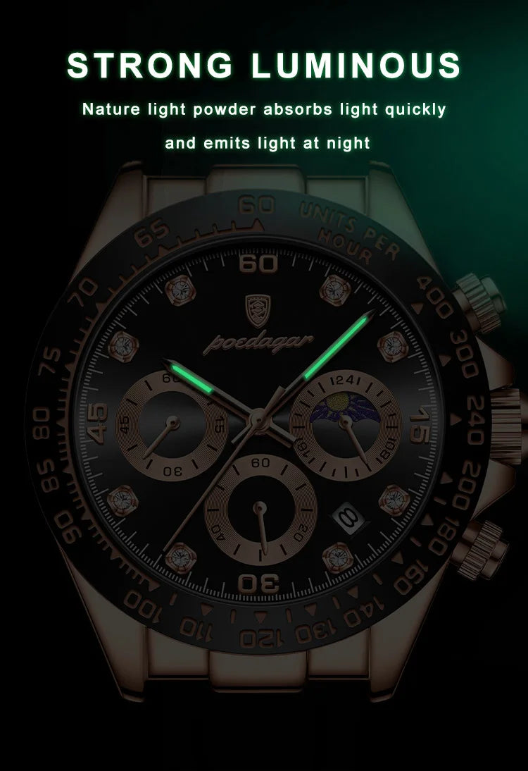 POEDAGAR Fashion Luxury Men Wristwatch Chronograph Date High Quality Quartz Man Watch Waterproof Luminous Military Men's Watches