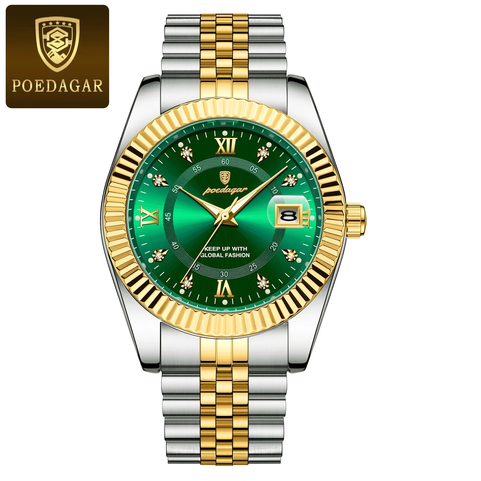 POEDAGAR Trendy Casual Men's Wristwatch Waterproof Luminous Date Man Clock Stainless Steel Quartz Business Watches For Men Reloj