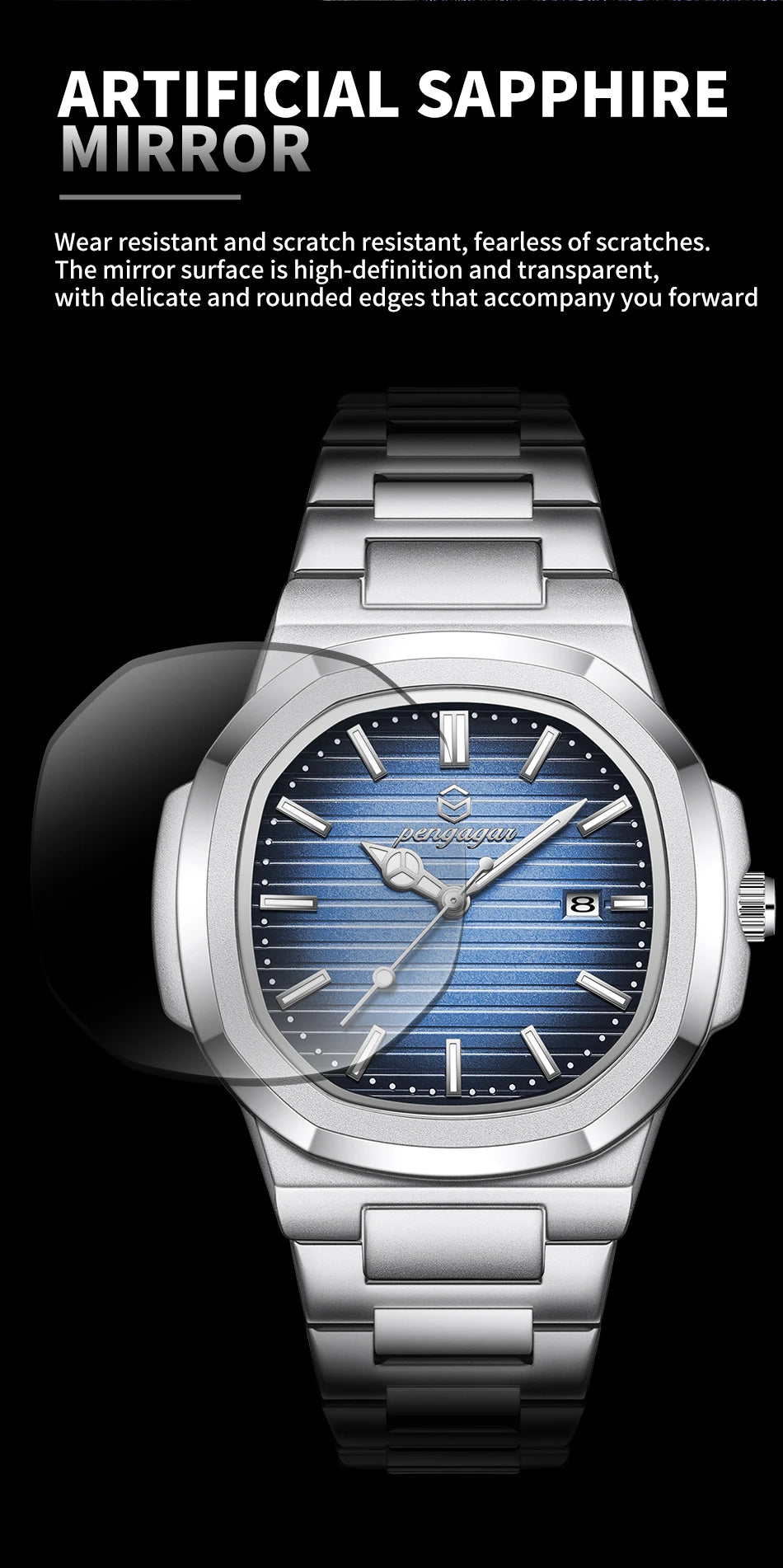 2025 New Luxury Military Man Watch Square Waterproof Luminous Date Week Men Watch Stainless Steel Quartz Men's Watches Reloj+box