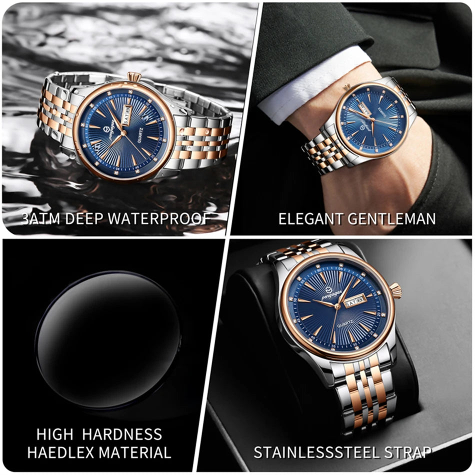 PENGAGAR Top Brand Luxury Fashion Diver Watch Men 30ATM Waterproof Date Clock Sport Watches Mens Quartz Wristwatch Relogio