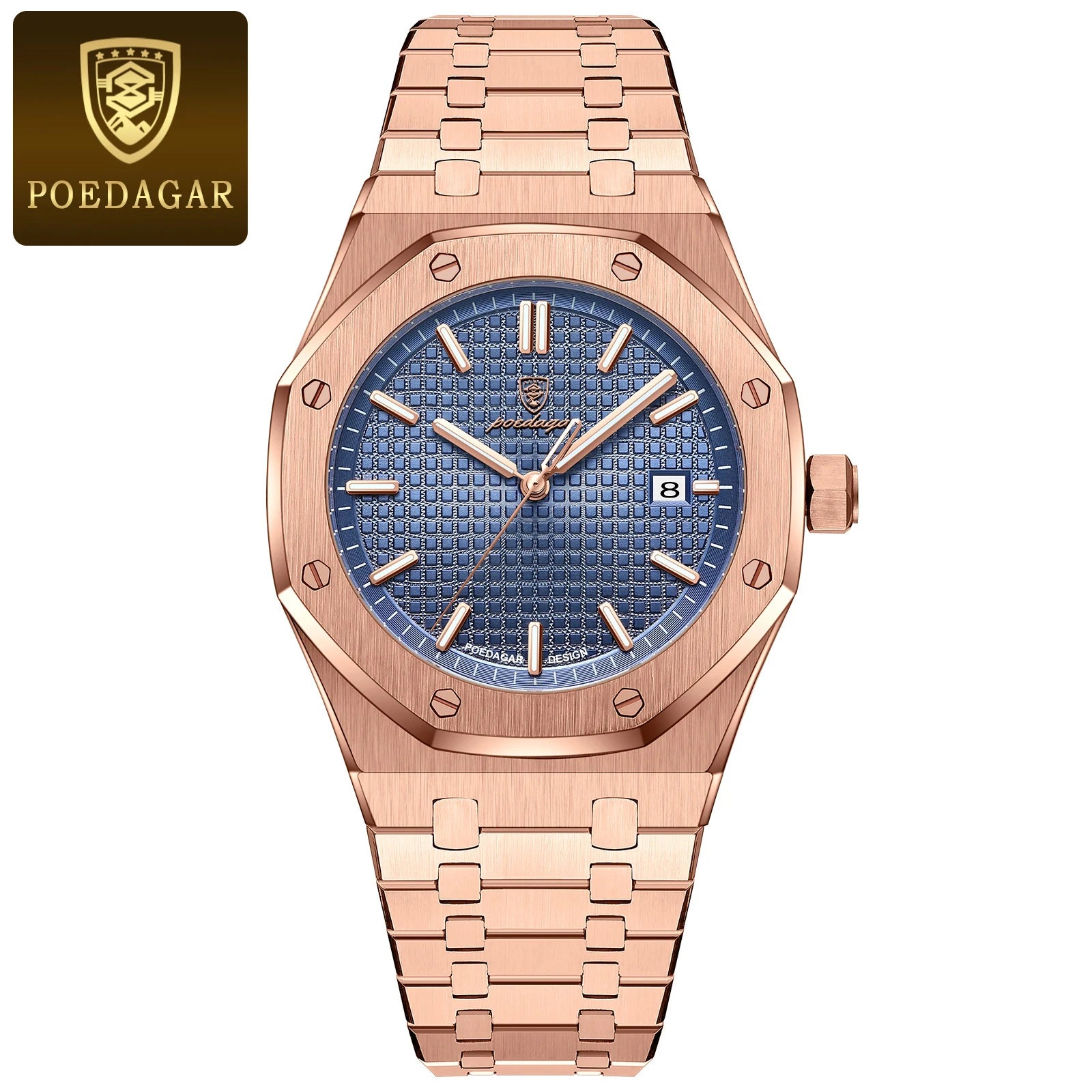 POEDAGAR Original Luxury Man Watch Date Luminous Waterproof Stainless Steel Men Wristwatch Fashion Business Quartz Men's Watches