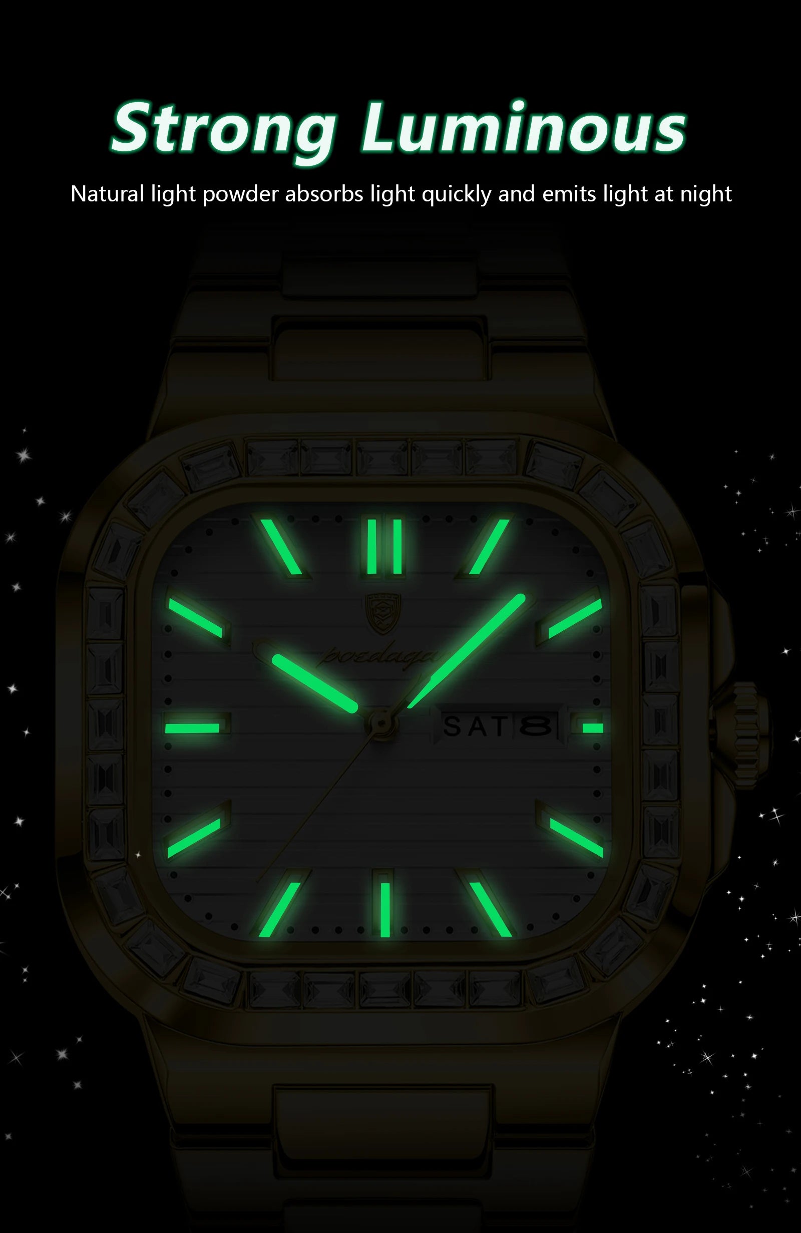 POEDAGAR Luxury Business Men's Wristwatch Waterproof Stainless Steel Luminous Man Watch Date Week Fashion Quartz Watches For Men