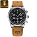 POEDAGAR Fashion Men's Watch Waterproof Luminous Leather Military Man Wristwatch Chronograph Quartz Luxury Watches For Men Reloj