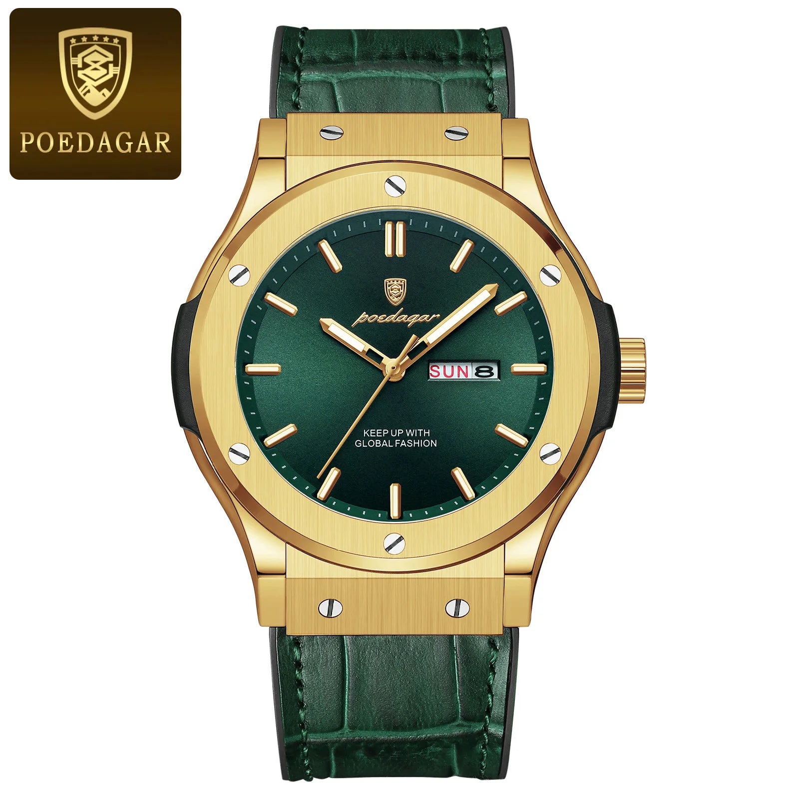 POEDAGAR Luxury Business Watch For Men Waterproof Luminous Date Week Man Wristwatch Silicone Strap Fashion Quartz Men's Watches