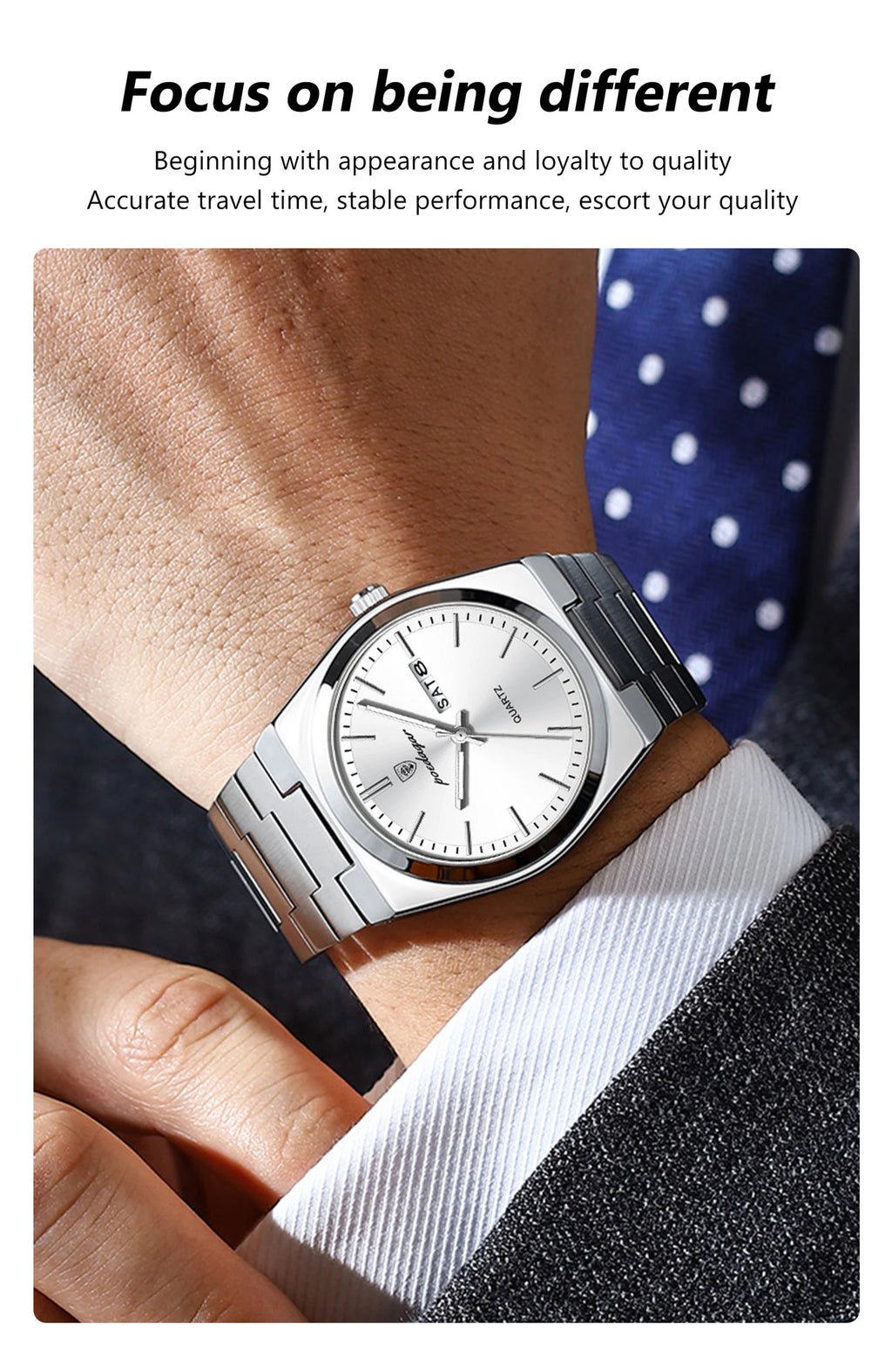 POEDAGAR Luxury Business Men's Wristwatch Stainless Steel Waterproof Luminous Man Watch Date Week Fashion Quartz Watches For Men