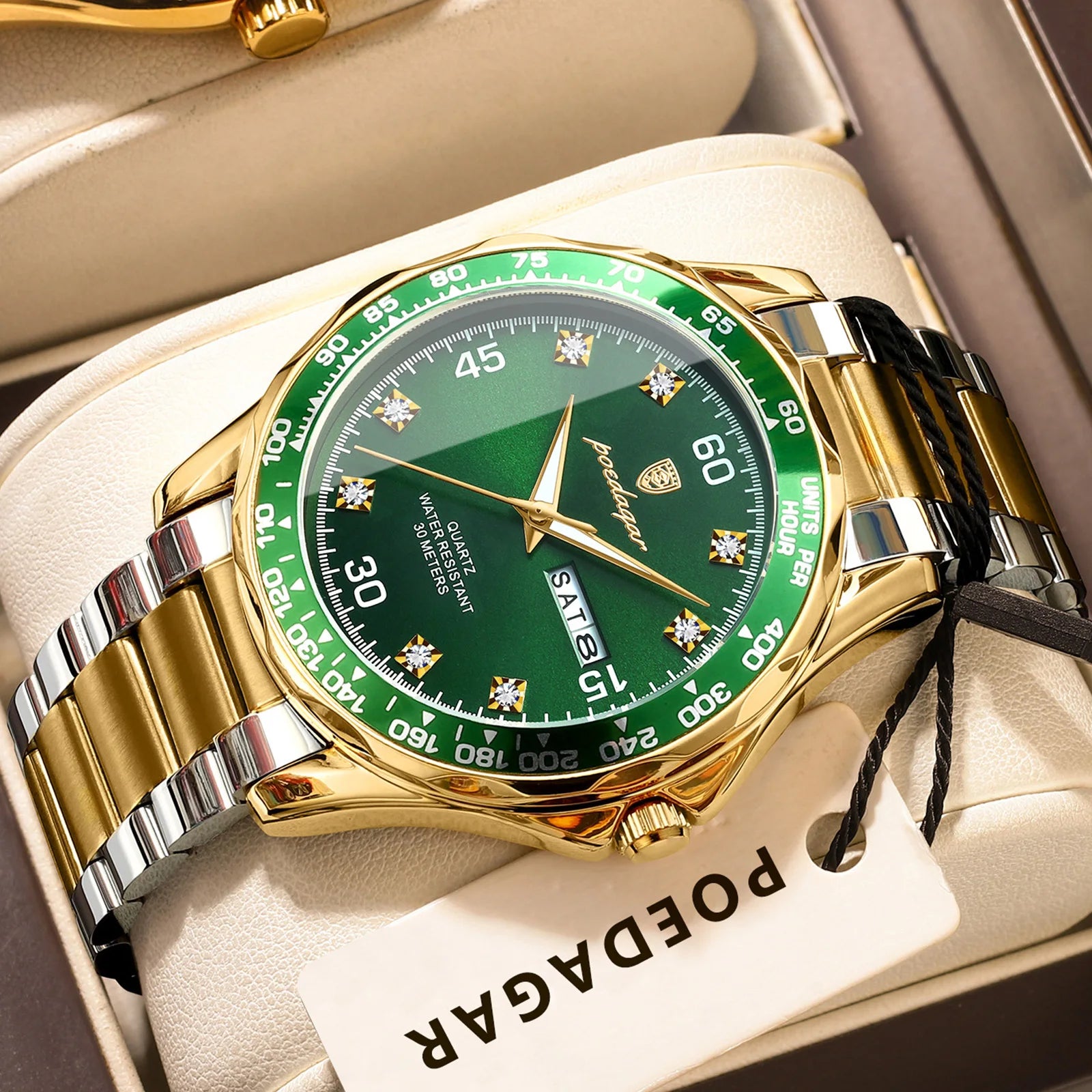 POEDAGAR Luxury Fashion Man Watch Waterproof Luminous Date Week Men's Wristwatch Stainless Steel Military Quartz Watches For Men