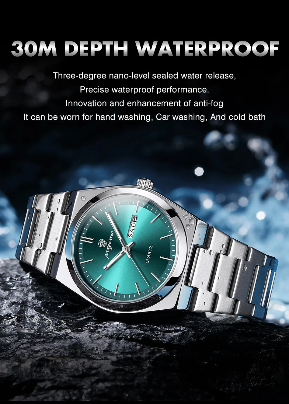 PAAZOMU Fashion Men's Quartz Watch Stainless Steel Waterproof Luminous Man Watch Chronograph Date Multifunction Watches For Men