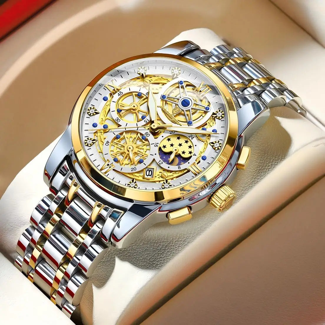 POEDAGAR Original Male Watch Stainless Steel Date Chronograph Quartz Men Watch Waterproof Luminous Fashion Watches For Men Reloj