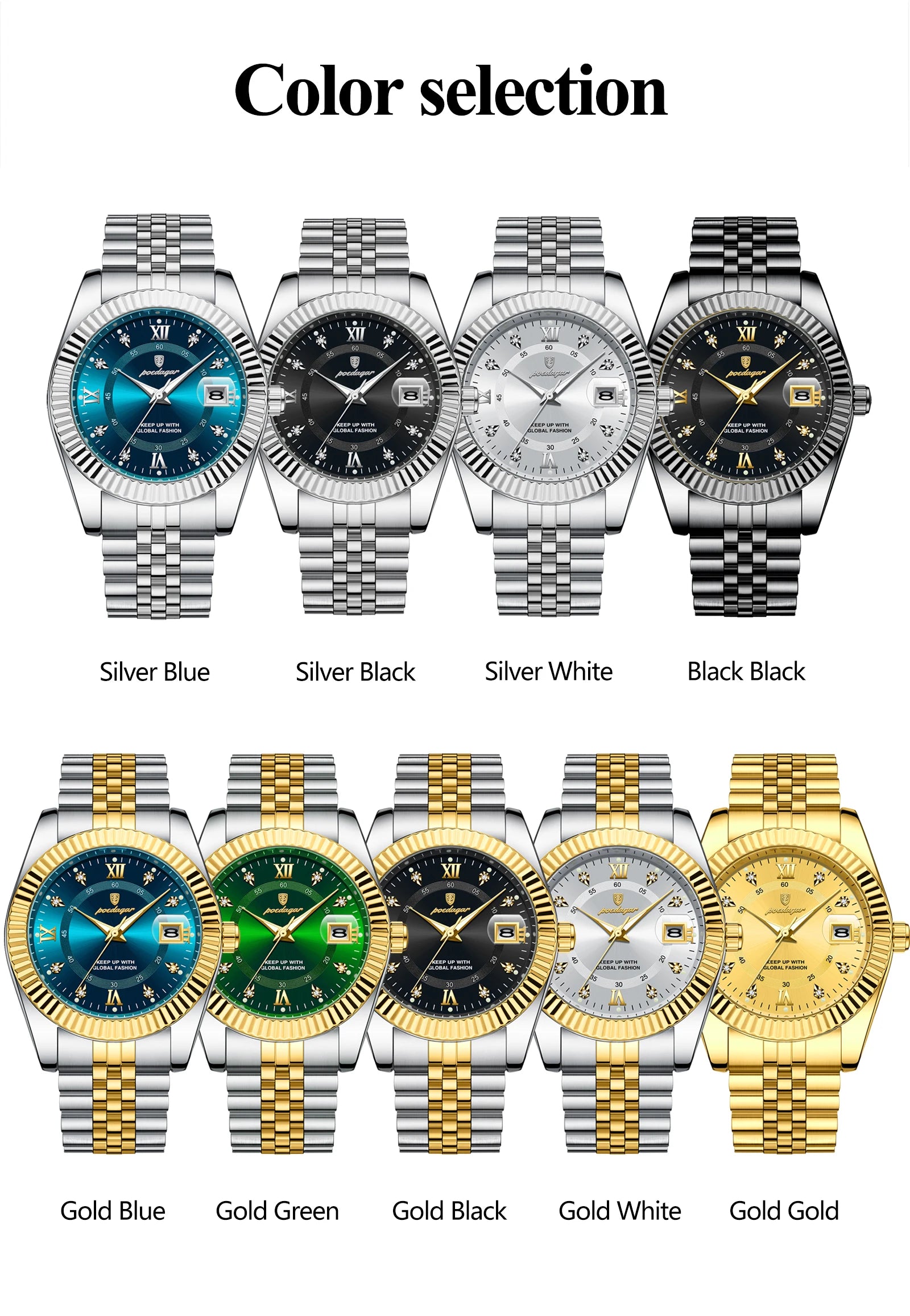 POEDAGAR Trendy Casual Men's Wristwatch Waterproof Luminous Date Man Clock Stainless Steel Quartz Business Watches For Men Reloj