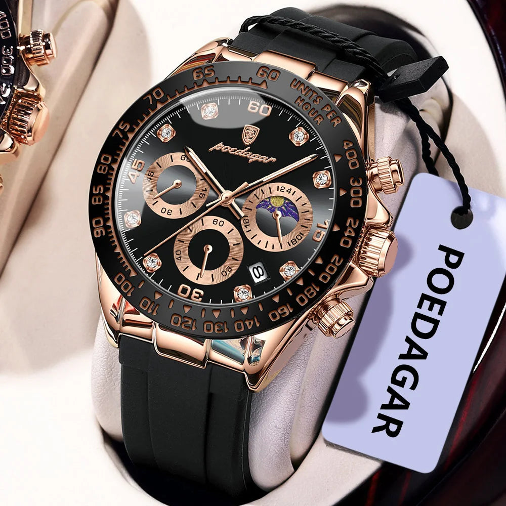 POEDAGAR Fashion Luxury Men Wristwatch Chronograph Date High Quality Quartz Man Watch Waterproof Luminous Military Men's Watches