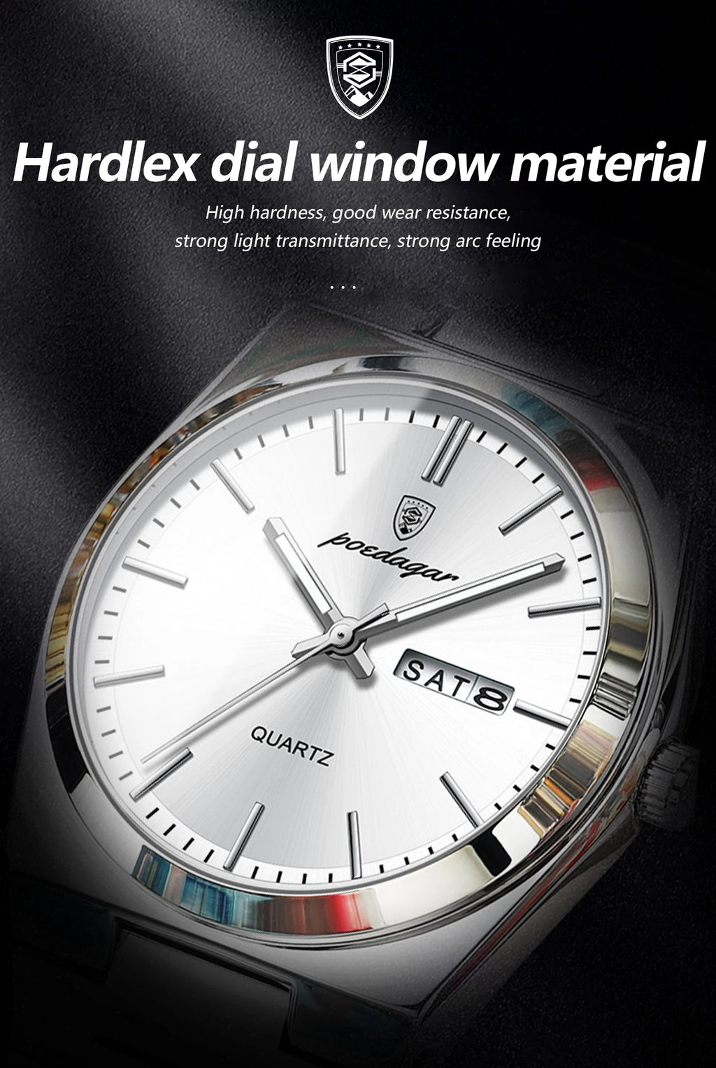 POEDAGAR Luxury Business Men's Wristwatch Stainless Steel Waterproof Luminous Man Watch Date Week Fashion Quartz Watches For Men