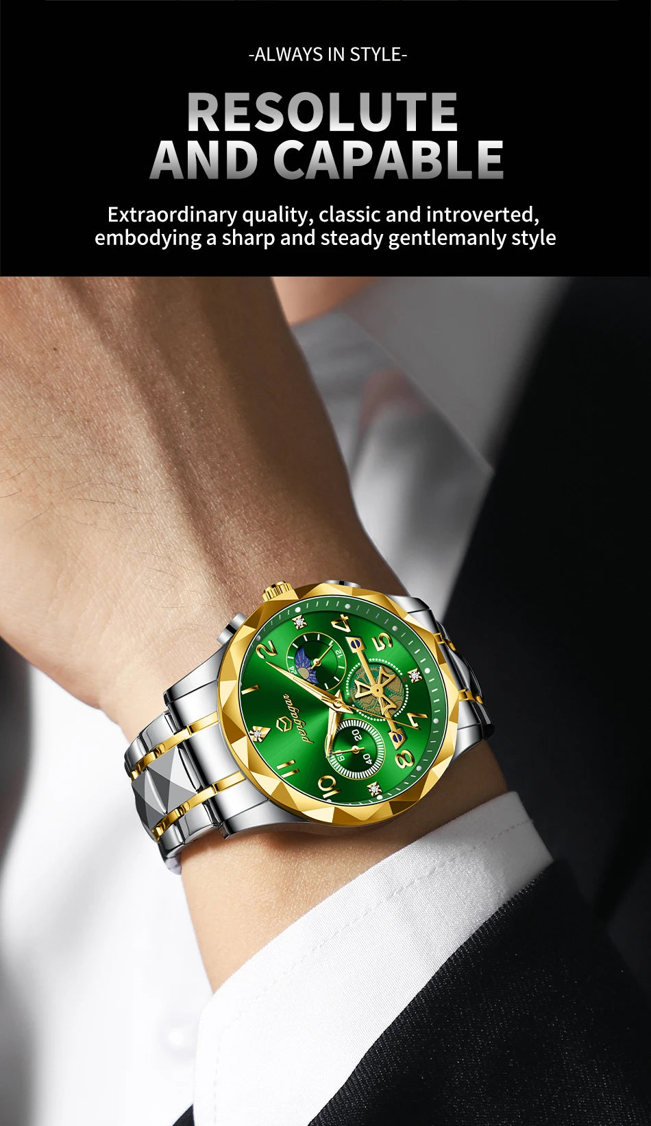 PENGAGAR  Luxury Man Wristwatch Waterproof Luminous Chronograph Watch for Men Stainless Steel Men's Quartz Watches reloj hombre