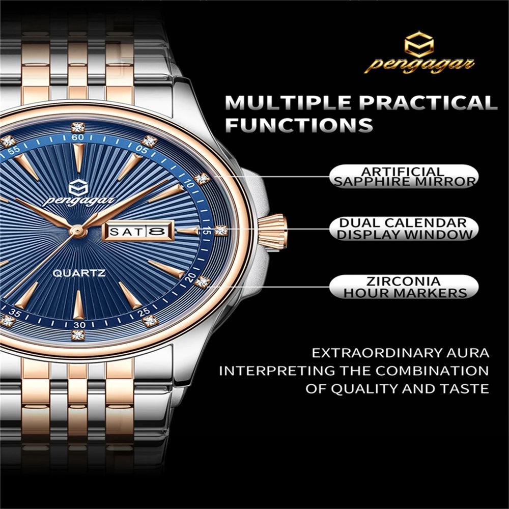 PENGAGAR Top Brand Luxury Fashion Diver Watch Men 30ATM Waterproof Date Clock Sport Watches Mens Quartz Wristwatch Relogio