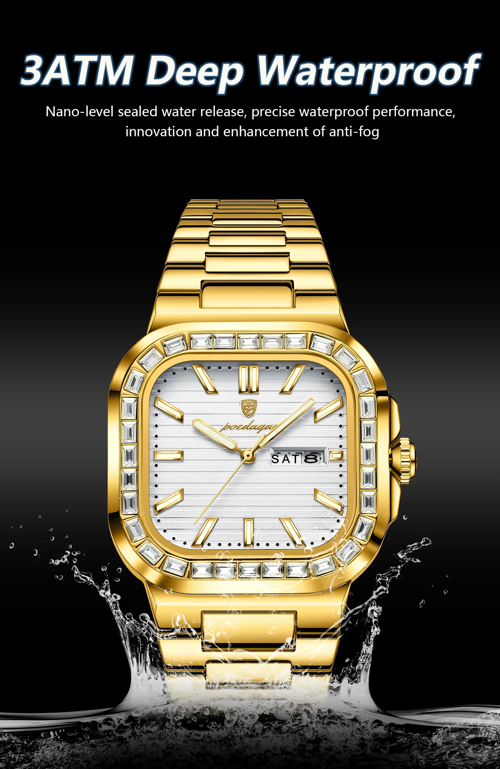 POEDAGAR Luxury Business Men's Wristwatch Waterproof Stainless Steel Luminous Man Watch Date Week Fashion Quartz Watches For Men