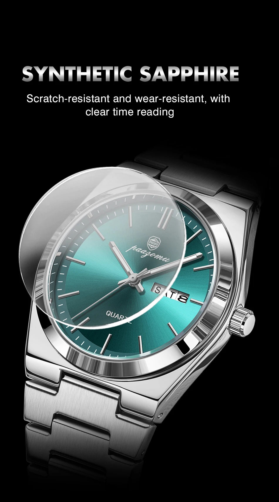 PAAZOMU Fashion Men's Quartz Watch Stainless Steel Waterproof Luminous Man Watch Chronograph Date Multifunction Watches For Men