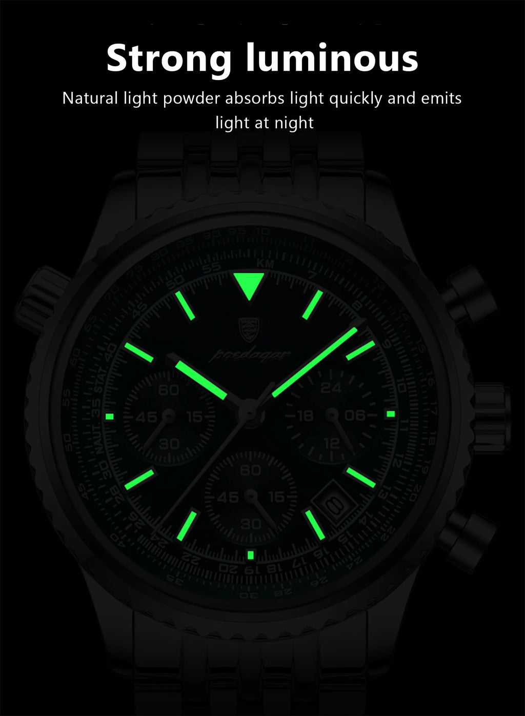 POEDAGAR Luxury Men's Watch Date Chronograph Stainless Steel Quartz Man Watch Waterproof Luminous Business Watches For Men Reloj