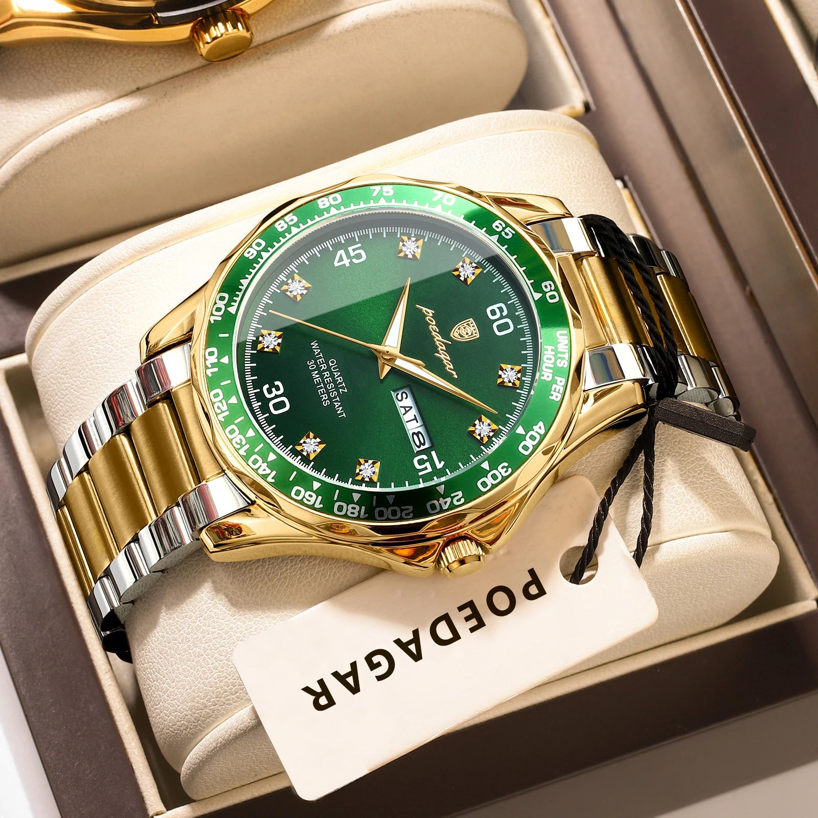 POEDAGAR Luxury Fashion Man Watch Waterproof Luminous Date Week Men's Wristwatch Stainless Steel Military Quartz Watches For Men