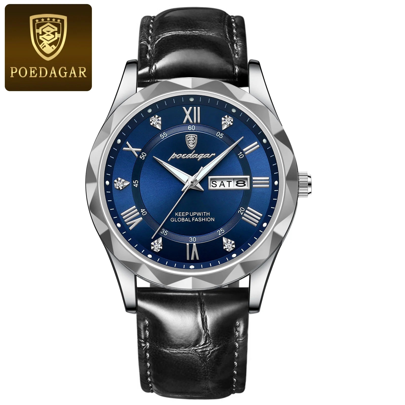 POEDAGAR Original Luxury Male Watch Waterproof Luminous Date Week Sports Men's Watches Classic Business Quartz Leather Men Watch