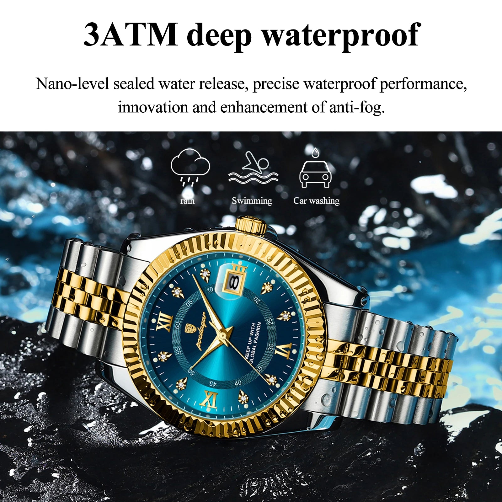 POEDAGAR Trendy Casual Men's Wristwatch Waterproof Luminous Date Man Clock Stainless Steel Quartz Business Watches For Men Reloj